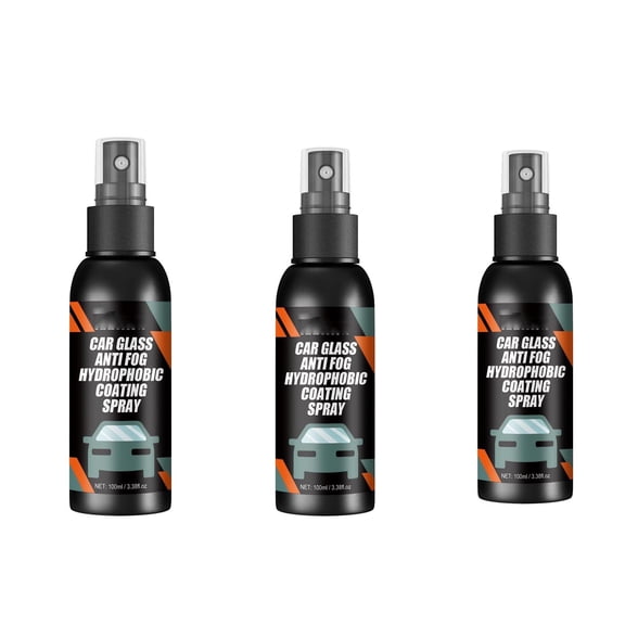 Car Windshield Hydrophobic Spray, Car Glass Anti Fog Treatment Coating Renewal Agent–Rainproof Windshield Cleaner & Polish for Cars, Motorcycles, 3Pc