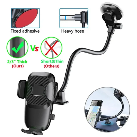 Car Windshield Mount Cradle Holder Stand Gooseneck Long Arm Gps For Cell Phone