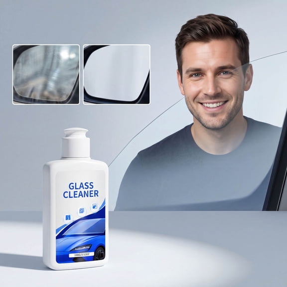 Car Windshield Oil Film Remover Paste, Anti-Glare Glass Cleaner for Clear Vision, Scratch-Free Polishing Compound, DIY Auto Detailing Kit for Front/Rear Windows & Mirrors