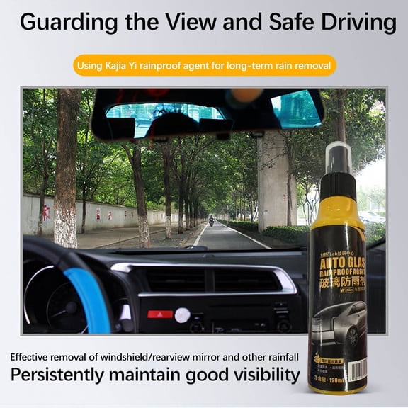 Car Windshield Rainproof Agent 120ml,Long-Lasting Water Repellent for Windshield and Rearview Mirrors,Clear Sight in Rainy Conditions,Easy-to-Apply Rainproof Solution for Vehicles-A