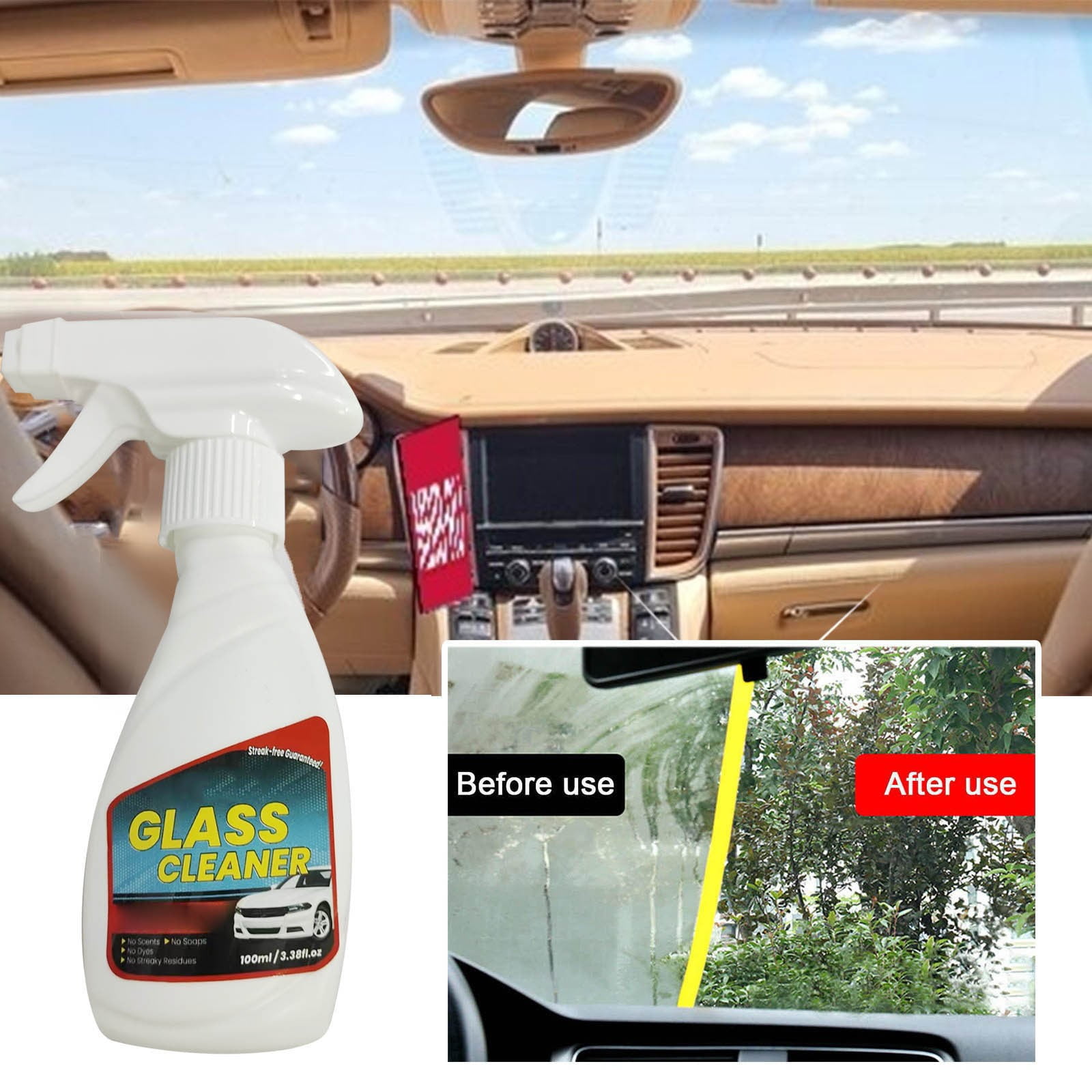 Car Windshield and Rearview Mirror Cleaner 100ml Household Automotive ...