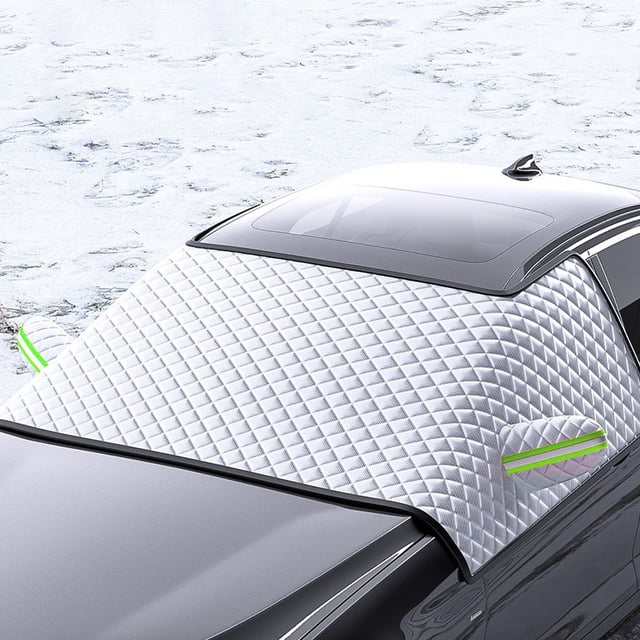 Car Windshield Snow Cover, Thick Winter Frost Guard for SUVs, Trucks and Cars, Anti-Theft Windproof Protective Shield, Easy Installation for All Seasons