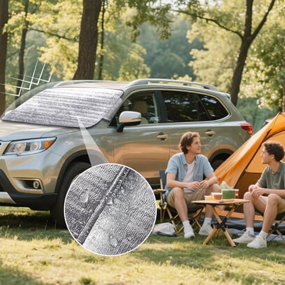 Car Windshield Snow Ice Cover 78.74x27.56 inch - All-Season Sun Shade Protector for Frost, Heat, & UV - Universal Fit for Cars SUVs Vans, Heavy Duty All Weather Shield