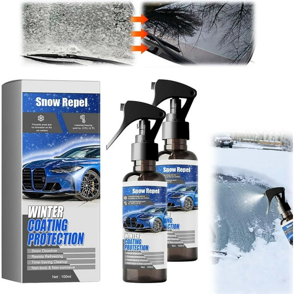 Car Windshield Snow Melting Coating Spray, 2026 New De-Icer Spray for Car Windshield, Multi-Purpose Ice Remover Melting Spray Winter Car Essentials for Fast Removing Snow Ice Frost (2 Pcs)