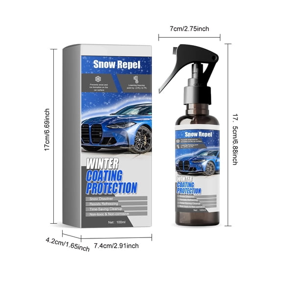 Car Windshield Snow Melting Spray – Fast Acting Ice and Snow Removal Coating for Winter Weather Protection, Improves Visibility & Prevents Buildup