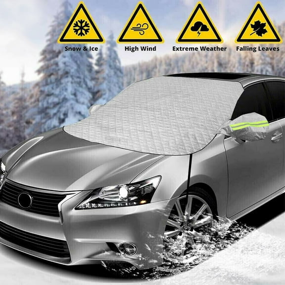 Car Windshield Snow Thicken Cover with Magnetic, IC ICLOVER Ice Frost Rain Resistant Car Cover Sun Shade Protector Fits Most Car, SUV, Van (50''x 58'')