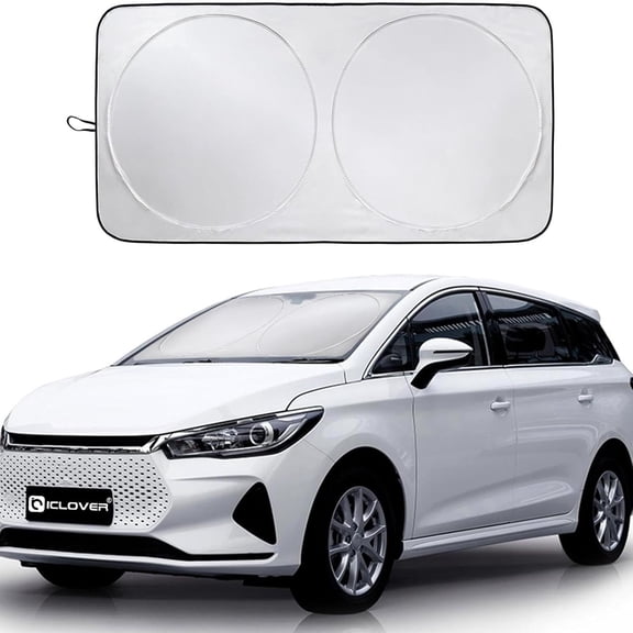 Car Windshield Sun Shade, 210T Polyester Foldable Front Window Sun Visor Protector, Blocks UV Rays and Heat Sun Protection Shield, Keep Your Vehicle Cool, Fits Sedans, Mid-Size SUV (Large)
