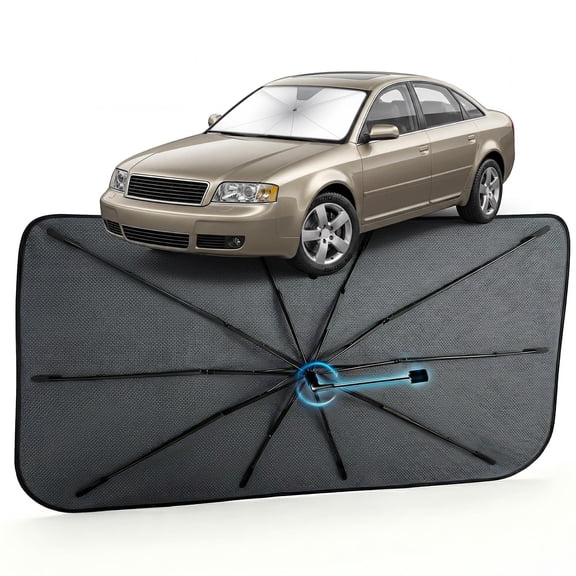 Car Windshield Sun Shade for Audi A6 1995-2004  Reflective Coated Fabric Sunshade Umbrella for Front Window, UV Protection Heat Shield Sun Blocker Heat Reflector, 1:1 Exact Fit Keep Car Cool