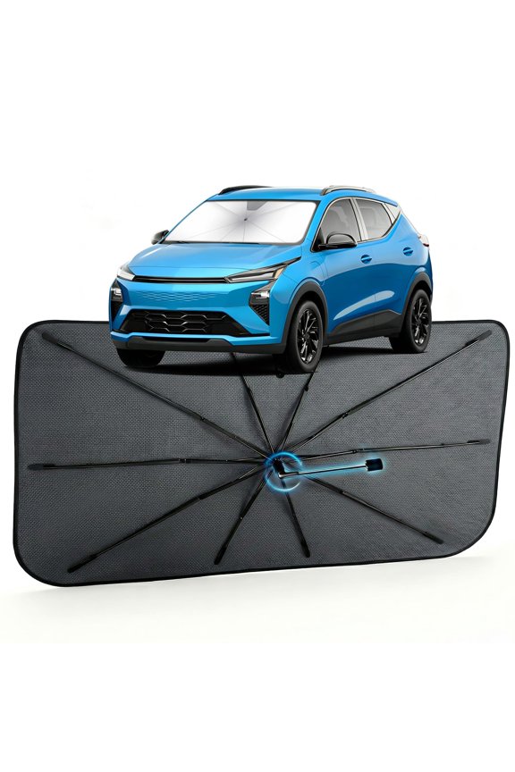 Car Windshield Sun Shade for Chevrolet Bolt 2017-2026 Reflective Coated Fabric Sunshade Umbrella for Front Window, UV Protection Heat Shield Sun Blocker Heat Reflector, 1:1 Exact Fit Keep Car Cool
