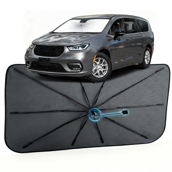 Car Windshield Sun Shade for Chrysler Pacifica 2017-2026 [Reflective Coated Fabric] Sunshade Umbrella for Front Window, Car Shades Sun Visor Keep Car Cool and Protects Interior, 1:1 Exact Fit