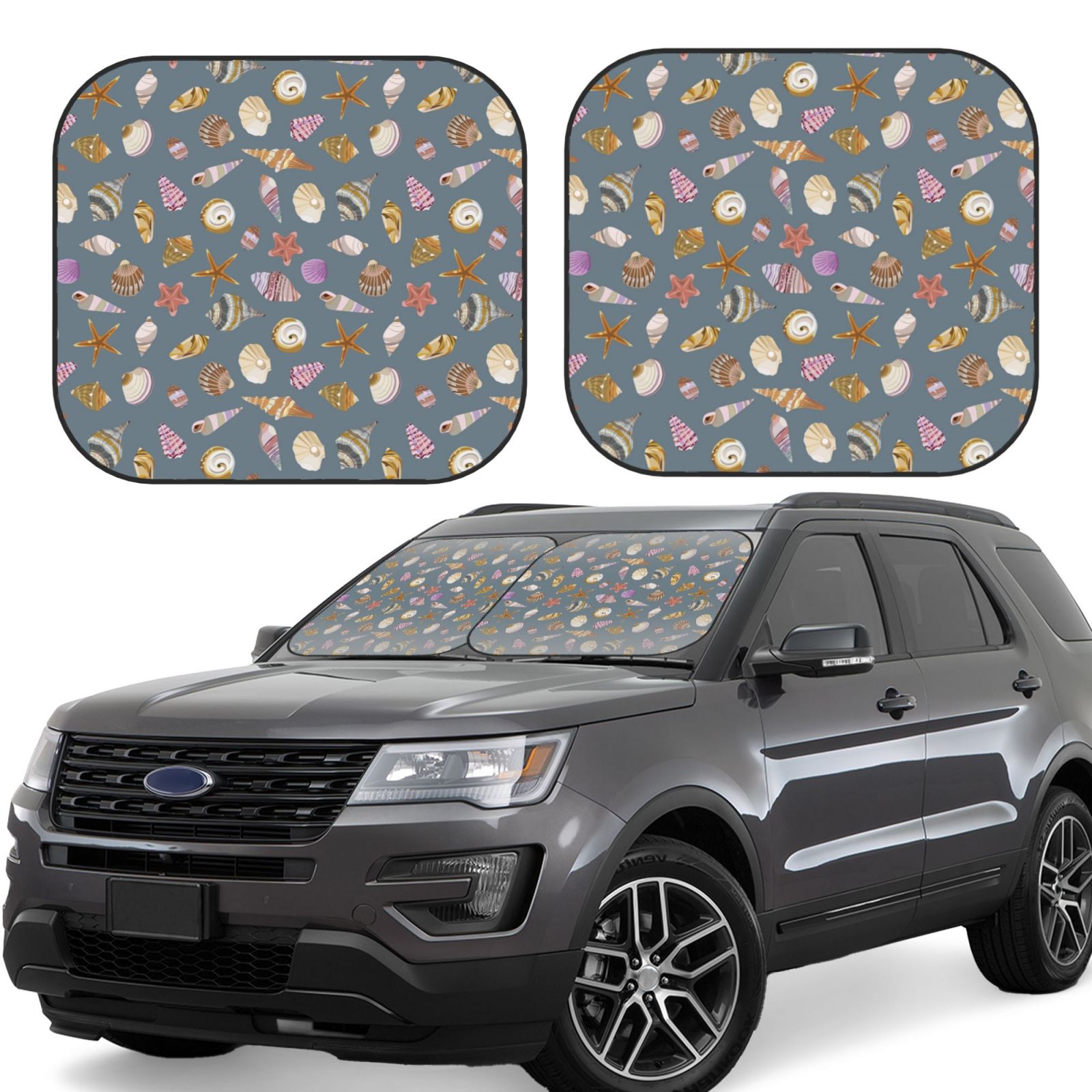 Car Shell Print Car Windshield Sun Shade - Conch Shells Print No.9046 Foldable Car Sun ...