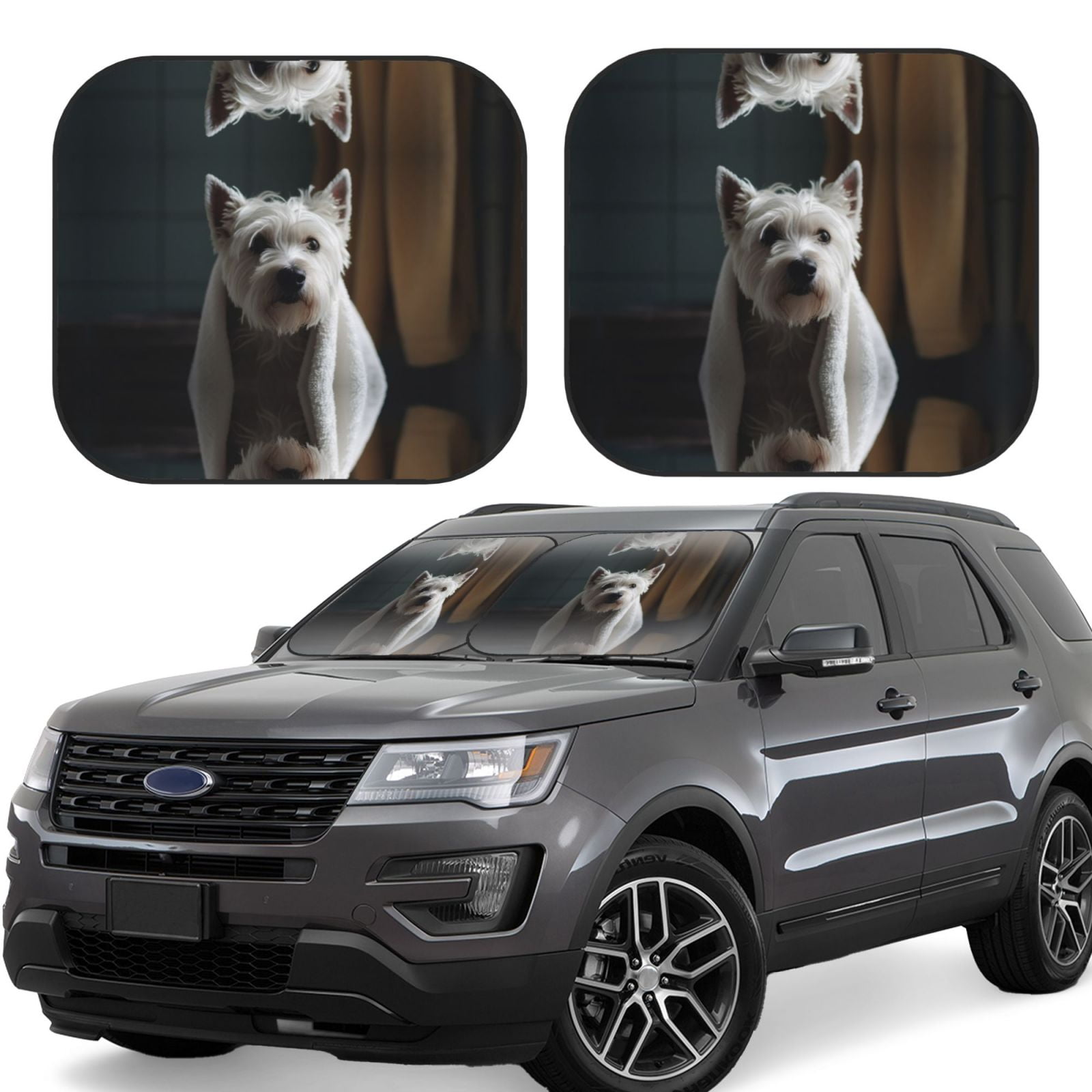Car Windshield Sun Shade - Dog Wrapped in Towel 1 Foldable Car Sun ...