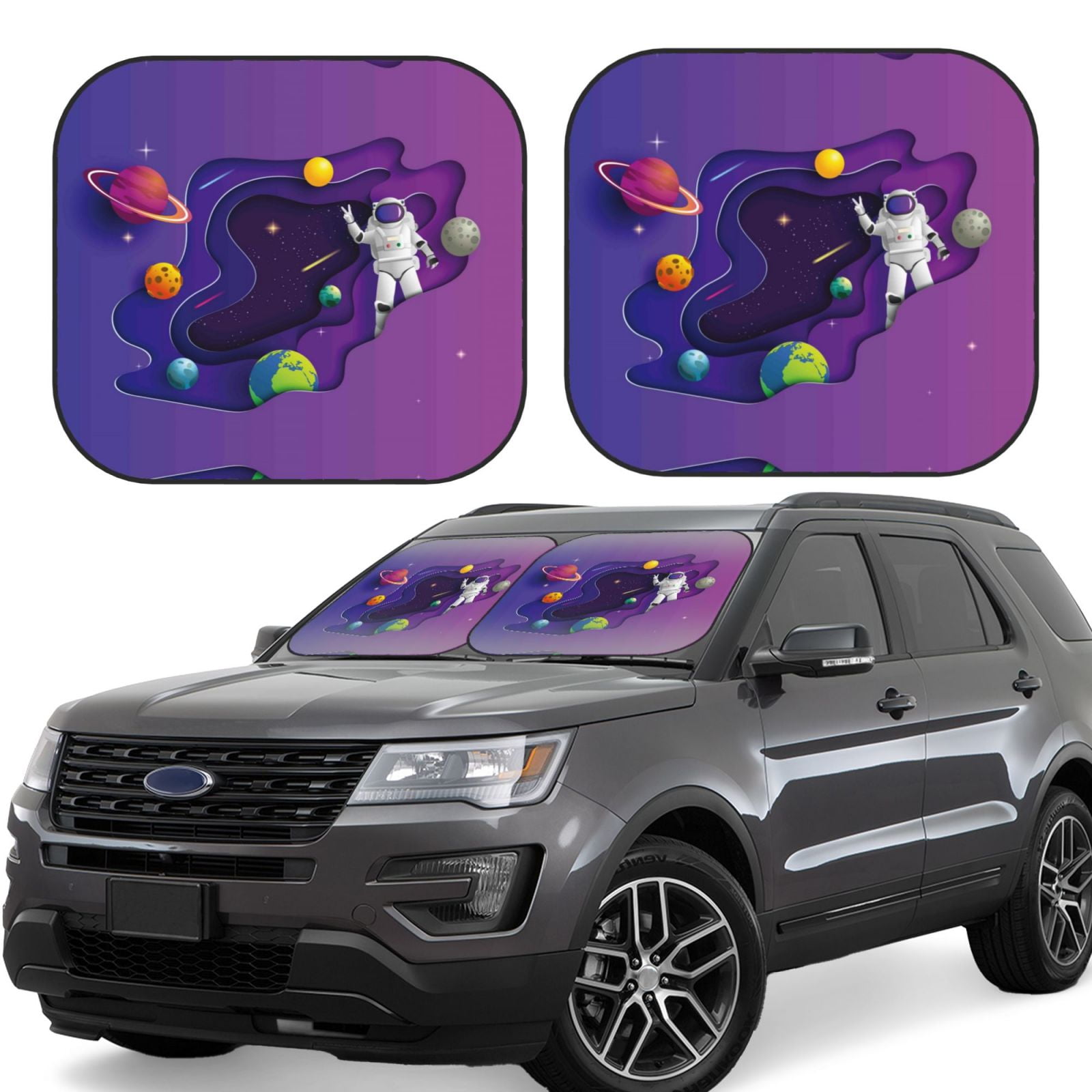 Metero Astronaut Print Pattern Car Sun Shade