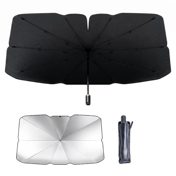 BN-LINK Foldable Car Windshield Sunshade, Heat & UV Rays Blocking Car Umbrella, Car Sun Shade with Carry Bag, Universal Fits Cars & SUVs (55.1" x 31.5")