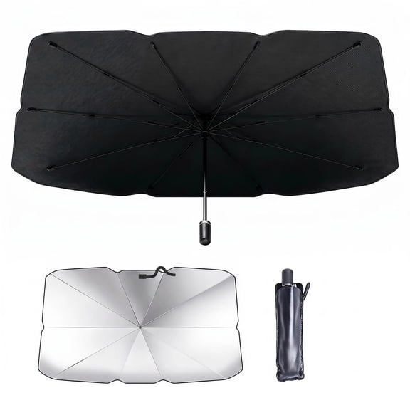 BN-LINK Foldable Car Windshield Sunshade, Heat & UV Rays Blocking Car Umbrella, Car Sun Shade with Carry Bag, Universal Fits Cars & SUVs (55.1" x 31.5")