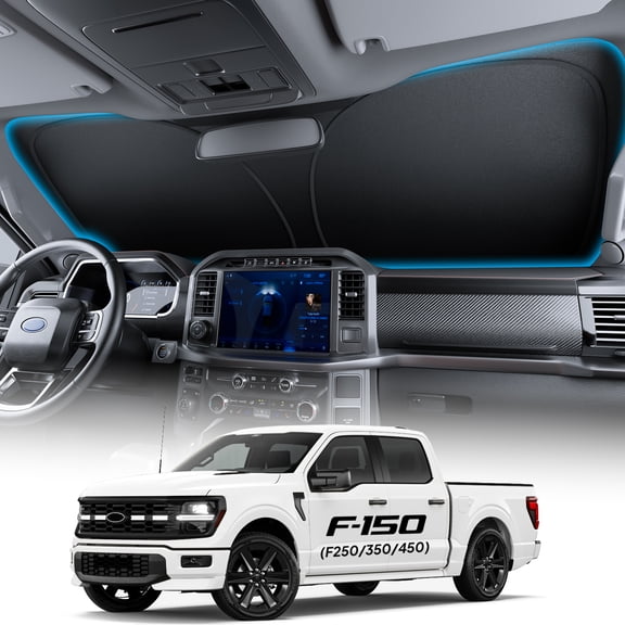 Witem Windshield Sun Shade for Ford F150/250/350/450 (2015-2026), Custom Fit 100% Coverage, Blocks Sunlight & Reflects Heat, Keeps Your Car Cooler & Protected