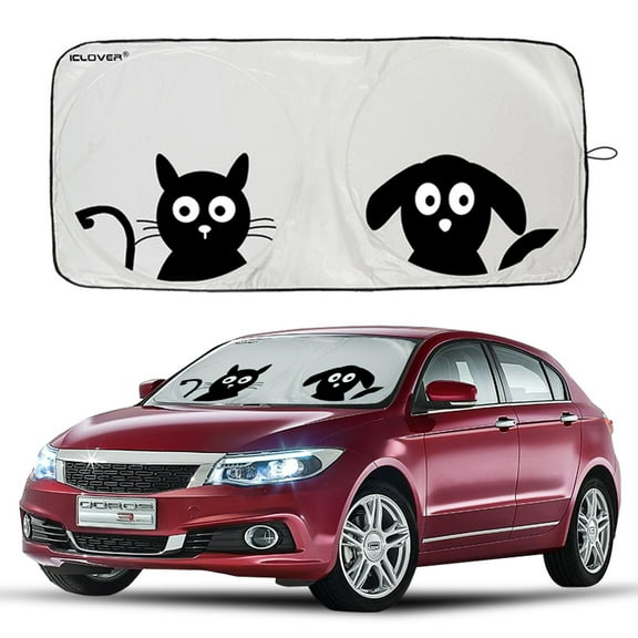 Car Windshield Sun Shade,Foldable Sun Car Window Cover 210T Polyester Coated Silver Material Can Reflect Most Sunlight Rays to Keep Your Vehicle Cool,59*33.5in Suitable For Most Models