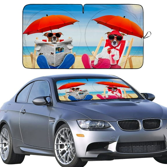 Car Windshield Sun Shade,Foldable Sun Visor For Car, Truck, SUV Automotive Interior Sun Protection,Reflective Polyester Blocks Heat And Sun To Keep Your Vehicle Cool(59*33.5inch)