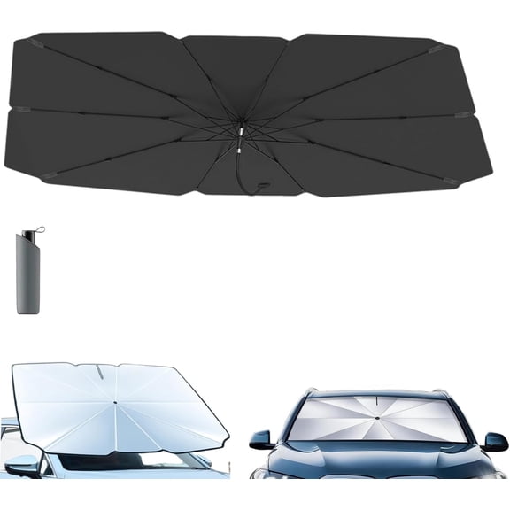 Car Windshield Sun Shade, Foldable Umbrella Heat Shield for Front Window