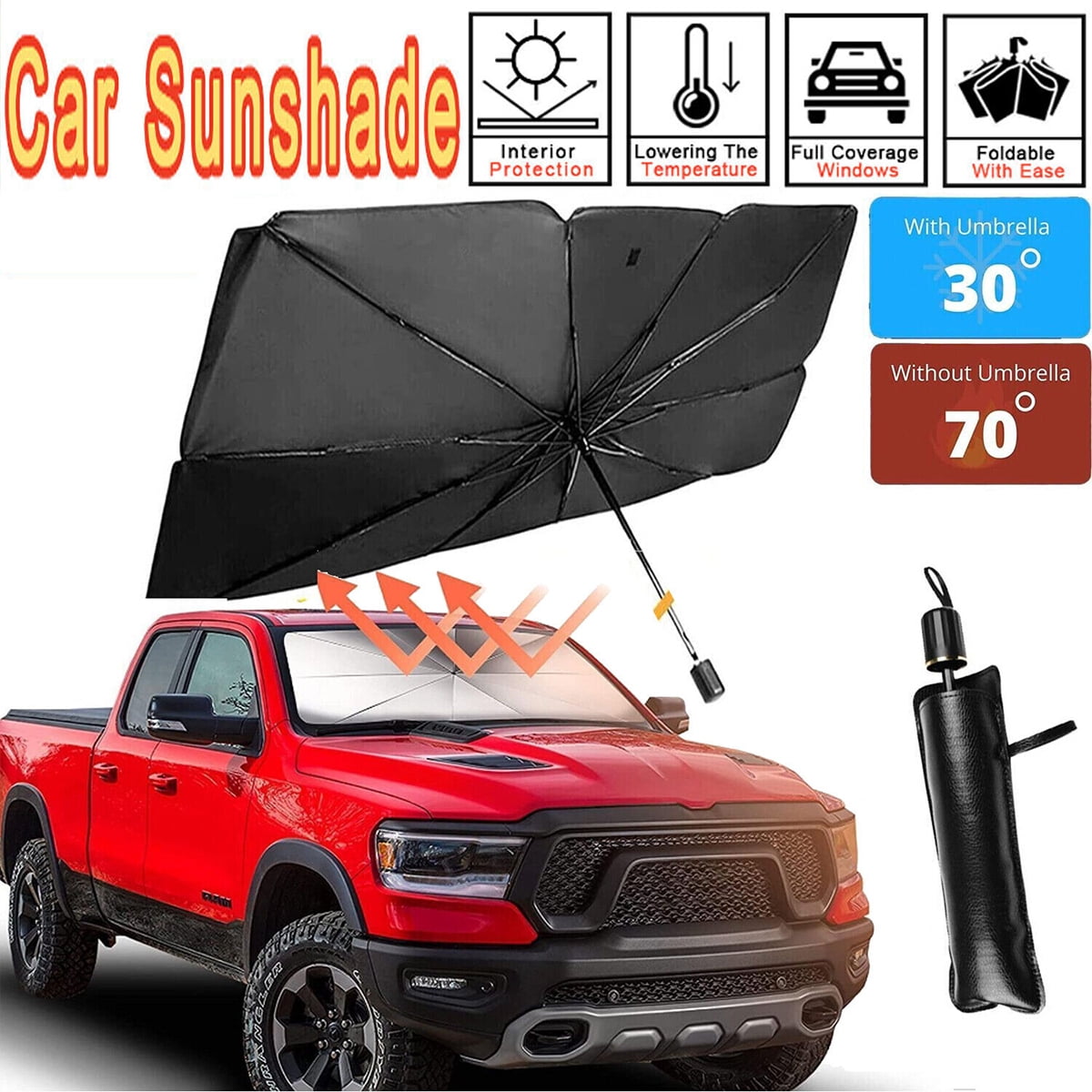 Car Windshield Sun Shade Foldable Umbrella Reflective Sunshade for
