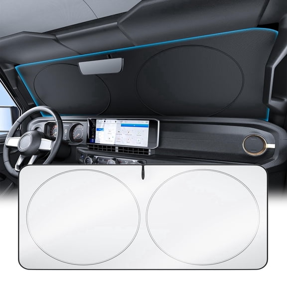 Witem Car Windshield Sun Shade, Silver Reflective Coating, Foldable Front Windshield Sunshade with Storage Bag, XS, 59'' x 21''