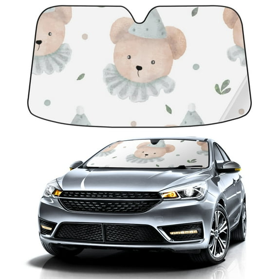 Car Windshield Sun Shade For Front Window Cartoon Blue Bear Foldable Vehicle Windshield Car Sun Visor Covers Automotive Window Protector Car Camping Privacy Sun Blocker