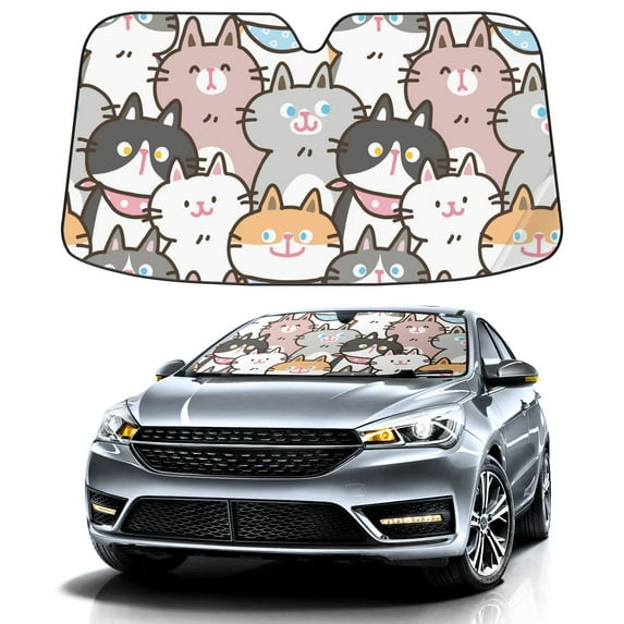 Car Windshield Sun Shade For Front Window Cartoon Cat Design Foldable ...