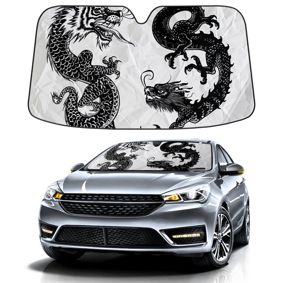 Car Windshield Sun Shade For Front Window Chinese Dragon (8) Foldable Vehicle Windshield Car Sun Visor Covers Automotive Window Protector Car Camping Privacy Sun Blocker