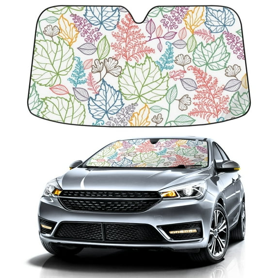Car Windshield Sun Shade For Front Window Colorful Art Maple Leaf Foldable Vehicle Windshield Car Sun Visor Covers Automotive Window Protector Car Camping Privacy Sun Blocker