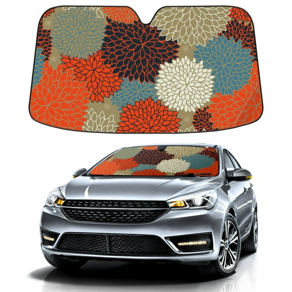 Car Windshield Sun Shade For Front Window Colorful Flowers Foldable Vehicle Windshield Car Sun Visor Covers Automotive Window Protector Car Camping Privacy Sun Blocker