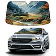 thumbnail image 1 of Car Windshield Sun Shade For Front Window Colorful Ink Painting1 Foldable Vehicle Windshield Car Sun Visor Covers Automotive Window Protector Car Camping Privacy Sun Blocker, 1 of 1