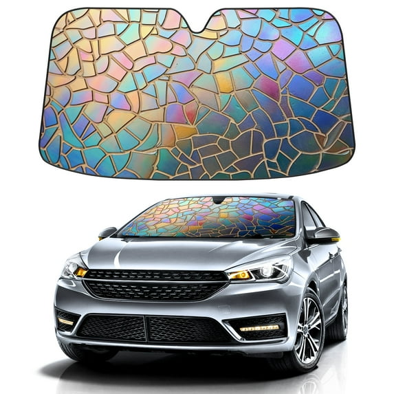 Car Windshield Sun Shade For Front Window Colorful Mirrors Foldable Vehicle Windshield Car Sun Visor Covers Automotive Window Protector Car Camping Privacy Sun Blocker