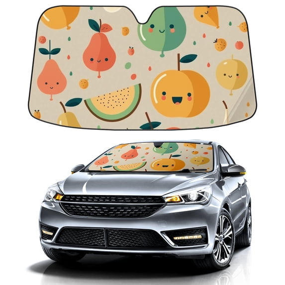 Car Windshield Sun Shade For Front Window Cute Fruits Foldable Vehicle Windshield Car Sun Visor Covers Automotive Window Protector Car Camping Privacy Sun Blocker