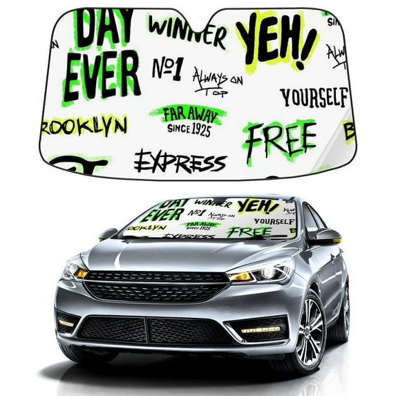 Car Windshield Sun Shade For Front Window Cute Letter Foldable Vehicle Windshield Car Sun Visor Covers Automotive Window Protector Car Camping Privacy Sun Blocker