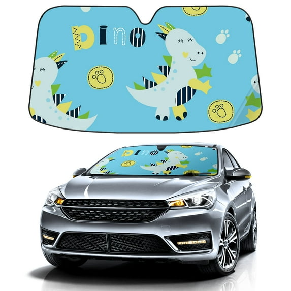 Car Windshield Sun Shade For Front Window Cute Little Dinosaurs Foldable Vehicle Windshield Car Sun Visor Covers Automotive Window Protector Car Camping Privacy Sun Blocker