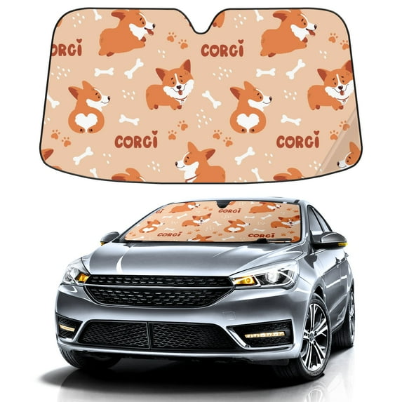 Car Windshield Sun Shade For Front Window Cute Welsh Corgi Puppy Foldable Vehicle Windshield Car Sun Visor Covers Automotive Window Protector Car Camping Privacy Sun Blocker