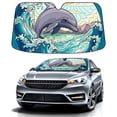 thumbnail image 1 of Car Windshield Sun Shade For Front Window Dolphin Waves Sun Foldable Vehicle Windshield Car Sun Visor Covers Automotive Window Protector Car Camping Privacy Sun Blocker, 1 of 1