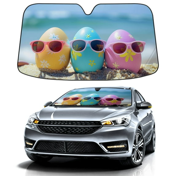 Car Windshield Sun Shade For Front Window Easter Eggs (1) Foldable Vehicle Windshield Car Sun Visor Covers Automotive Window Protector Car Camping Privacy Sun Blocker