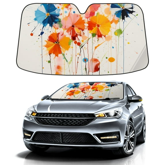 Car Windshield Sun Shade For Front Window Flower 10 Foldable Vehicle Windshield Car Sun Visor Covers Automotive Window Protector Car Camping Privacy Sun Blocker