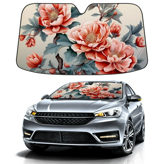 Car Windshield Sun Shade For Front Window Flower Foldable Vehicle Windshield Car Sun Visor Covers Automotive Window Protector Car Camping Privacy Sun Blocker