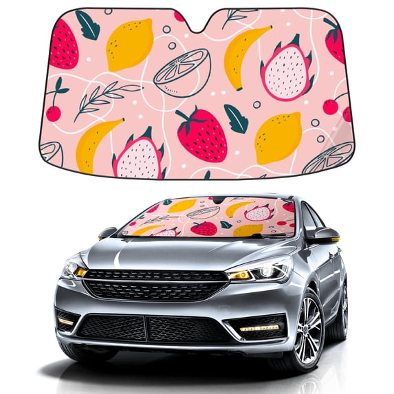 Car Windshield Sun Shade For Front Window Fruit Foldable Vehicle Windshield Car Sun Visor Covers Automotive Window Protector Car Camping Privacy Sun Blocker