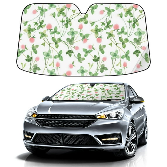 Car Windshield Sun Shade For Front Window Green Vine Flowers Foldable Vehicle Windshield Car Sun Visor Covers Automotive Window Protector Car Camping Privacy Sun Blocker