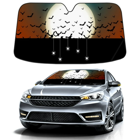 Car Windshield Sun Shade For Front Window Halloween Day Foldable Vehicle Windshield Car Sun Visor Covers Automotive Window Protector Car Camping Privacy Sun Blocker