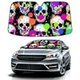 thumbnail image 1 of Car Windshield Sun Shade For Front Window Halloween Skull Doodle Foldable Vehicle Windshield Car Sun Visor Covers Automotive Window Protector Car Camping Privacy Sun Blocker, 1 of 1