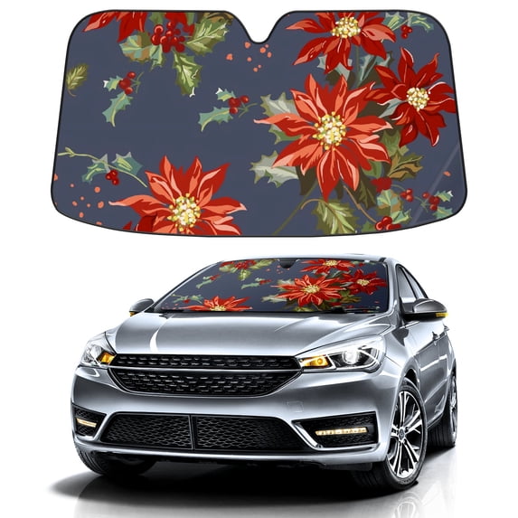 Car Windshield Sun Shade For Front Window Large Flower Petals On Gray Foldable Vehicle Windshield Car Sun Visor Covers Automotive Window Protector Car Camping Privacy Sun Blocker