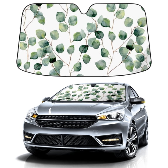 Car Windshield Sun Shade For Front Window Leaf Print Foldable Vehicle Windshield Car Sun Visor Covers Automotive Window Protector Car Camping Privacy Sun Blocker