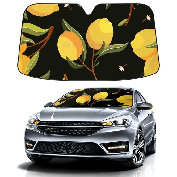 Car Windshield Sun Shade For Front Window Lemon Foldable Vehicle Windshield Car Sun Visor Covers Automotive Window Protector Car Camping Privacy Sun Blocker