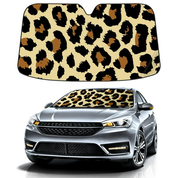 Car Windshield Sun Shade For Front Window Leopard Print Exotic Foldable Vehicle Windshield Car Sun Visor Covers Automotive Window Protector Car Camping Privacy Sun Blocker