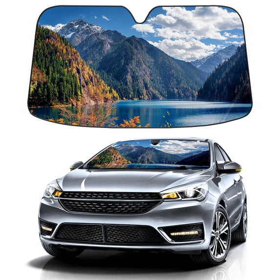 Car Windshield Sun Shade For Front Window Mountain Foldable Vehicle Windshield Car Sun Visor Covers Automotive Window Protector Car Camping Privacy Sun Blocker