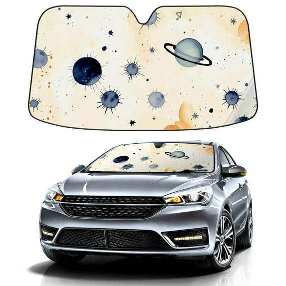 Car Windshield Sun Shade For Front Window Planets 3 Foldable Vehicle Windshield Car Sun Visor Covers Automotive Window Protector Car Camping Privacy Sun Blocker